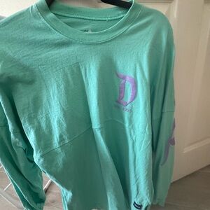 Disney Mint Green Long Sleeve Tee with Purple Logo